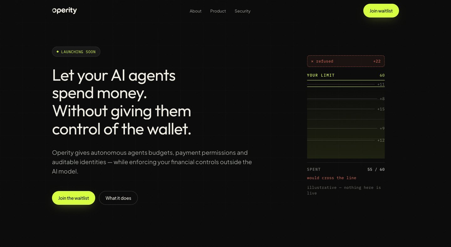 The operity.co homepage